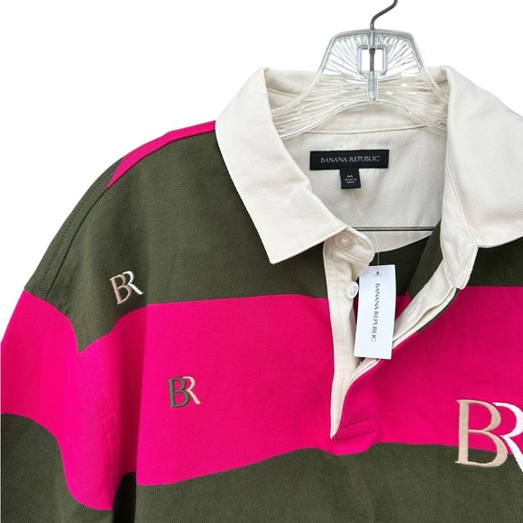 NWT Banana Republic Striped LOGO RUGBY SHIRT - Size Medium - 100% Cotton - Picture 4 of 10